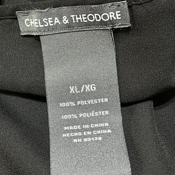 Chelsea & Theodore Tank Top Blouse V-Neck Layered Hem Black XL Extra Large - Picture 4 of 6